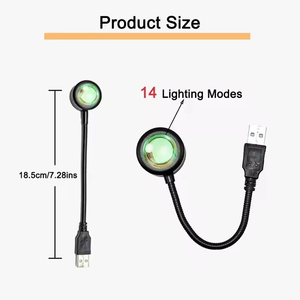 Lámpara de Atardecer LED USB, Proyector de Luz Nocturna de Arcoíris Neón, Iluminación Ambiental para Fotografía, Decoración de Pared para Dormitorio, Hogar, Habitación, Regalo - Product Image 6