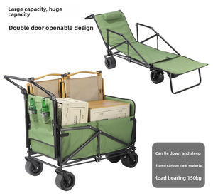 Carrello da Campeggio Reclinabile 2 in 1, Carrello Pieghevole per Esterni con Ruote Rinforzate per Campeggio, Spiaggia e Picnic - Product Image 2