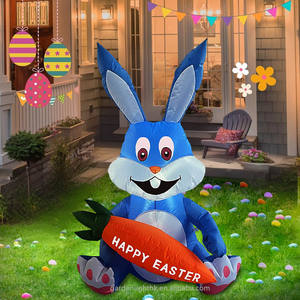 4FT Easter Inflatable Bunny Holds Carrot Happy Easter Blow up Outdoor Decoration with LED <b>Lights</b> for Home Yard Party - Product Image 3