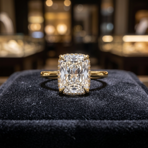 14K Gold Plated 925 <b>Silver</b> 3.5CT Square Radiant <b>Cubic</b> <b>Zirconia</b> Luxury Engagement <b>Ring</b> Hidden Halo Design Prong Setting Women - Product Image 3