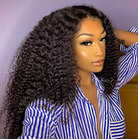 Perruque kinky afro meches humains vierges cru he lace support perruque mode vrai chevou perruque avec dentelle indienne 360