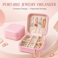 Boîte à bijoux de voyage en cuir PU personnalisée, organiseur de rangement portable à fermeture éclair pour bagues, colliers, boucles d'oreilles