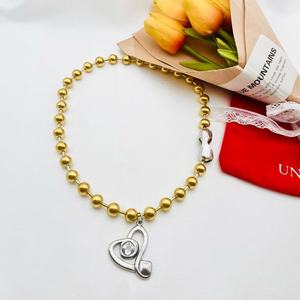 Collier AB <span class=keywords><strong>uno</strong></span> De 500 en acier inoxydable, design boule, pendentif amour, pour femme, tendance, polyvalent, bijoux de mariage - Product Image 3