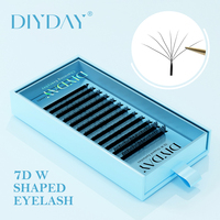 DIYDAY Prix Usine Extensions de Cils Préfabriquées 7D W Bande Complète Épaisseur 0.07mm Courbure C/D Écologiques Naturelles Douces