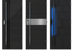 Porta d'Ingresso di Sicurezza in Acciaio, Porta Principale di Lusso in Alluminio Pressofuso, <span class=keywords><strong>Porte</strong></span> Pivot Moderne in Acciaio per Ville e Hotel - Product Image 2