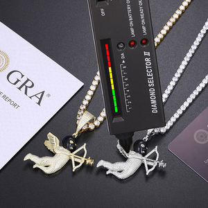 Collar de Plata Esterlina 925 para Hombre con Colgante de Cupido Ángel con Máscara Negra y Flecha de Eros, Moissanita D VVS, Joyería Iced Out de Hip Hop para Regalo - Product Image 2