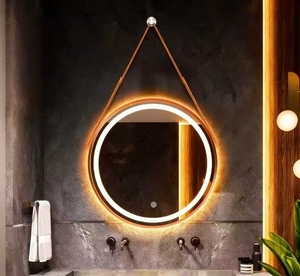 Miroir de salle de bain à cadre en alliage d'aluminium, miroir rond suspendu, miroir de maquillage et de coiffure, miroir décoratif mural - Product Image 4