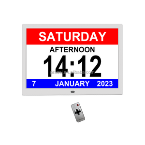 Multi Langues Néerlandais Anglais Finlandais <span class=keywords><strong>Français</strong></span> Allemagne Arabe Démence Horloge <span class=keywords><strong>Calendrier</strong></span> 15 "Rappel de Médicament Horloge de Jour Numérique - Product Image 3