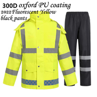 300D PU Sanitation Adult Raincoat Jacken hose Set Doppels chicht Atmungsaktiv Reflective Split für Poncho Pattern Water proof Windpr