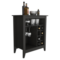 DEPOT E-SHOP Meuble bar Mojito, un tiroir ouvert, une étagère ouverte, noir