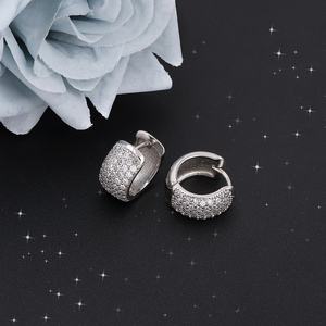 JXX Factory Direct Sales High Quality Brass <b>Huggie</b> Earrings <b>Silver</b> Plated Zircon Hoop Trendy Geometric Shape Jewelry for Women - Product Image 3