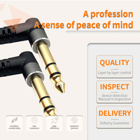 Dual Right Angle 6.35mm TRS Balanced Cable 1/4 Inch Male to Male Shielded Audio Interconnect for Mixer Studio Recording
