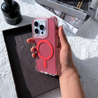 Étui de téléphone transparent brillant magnétique sans fil en TPU+PC pour iPhone, protection contre les chutes aux quatre coins, coque antidérapante