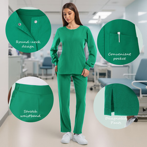 HZMNOI Women's Long Sleeve Casual Jacket Quick Dry Crew Neck For Beauty Salon Lab Medical Use Summer 2023 - Product Image 4