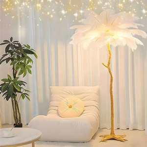 Lampe de chevet de luxe JACKSUN pour chambre de princesse, décoration de branche d'arbre en cuivre, lampadaires en plumes - Product Image 6