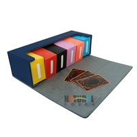 Boîte de rangement de luxe personnalisée en cuir pour cartes de jeu de société TCG, avec couvercle en plastique de protection