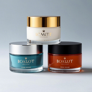 Vendita all'ingrosso di lusso <span class=keywords><strong>vasetti</strong></span> di crema di <span class=keywords><strong>vetro</strong></span> <span class=keywords><strong>ambrato</strong></span> con coperchio dio nero 5g-250g imballaggio per la cura della pelle ricaricabile per cosmetici - Product Image 3