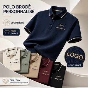 Polo Bordado Personalizado con Logotipo, Polo de Jacquard Texturizado para Hombre, Cuello en Contraste, Bolsillo en el Pecho, Bordado, Venta al Por Mayor, OEM, ODM - Product Image 1