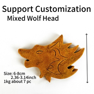 Testa di <span class=keywords><strong>Lupo</strong></span> in Giada Gialla Naturale Lucidata per Decorazione Incisa, Vari Materiali, Prezzo di Fabbrica - Product Image 3