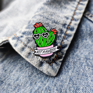 Custom Sharp Prick Cactus Enamel Pin Hug Me Brooch Alloy Accessory Backpack <b>Hat</b> Decor Creative Student Gift Trendy Quote Badge - Product Image 4