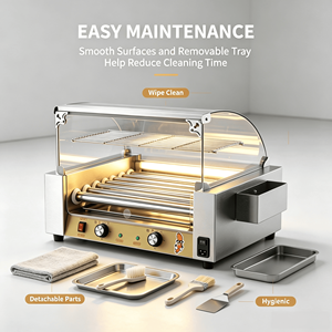 Machine à griller les saucisses électrique commerciale 220V, gril à hot-dogs avec température réglable pour café - Product Image 1