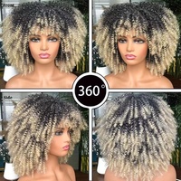 Perruque OEM sans lacet, style européen et américain, pour tête chauve, micro-bouclée, afro, petites boucles, cheveux courts bouclés et volumineux, en fibre haute température