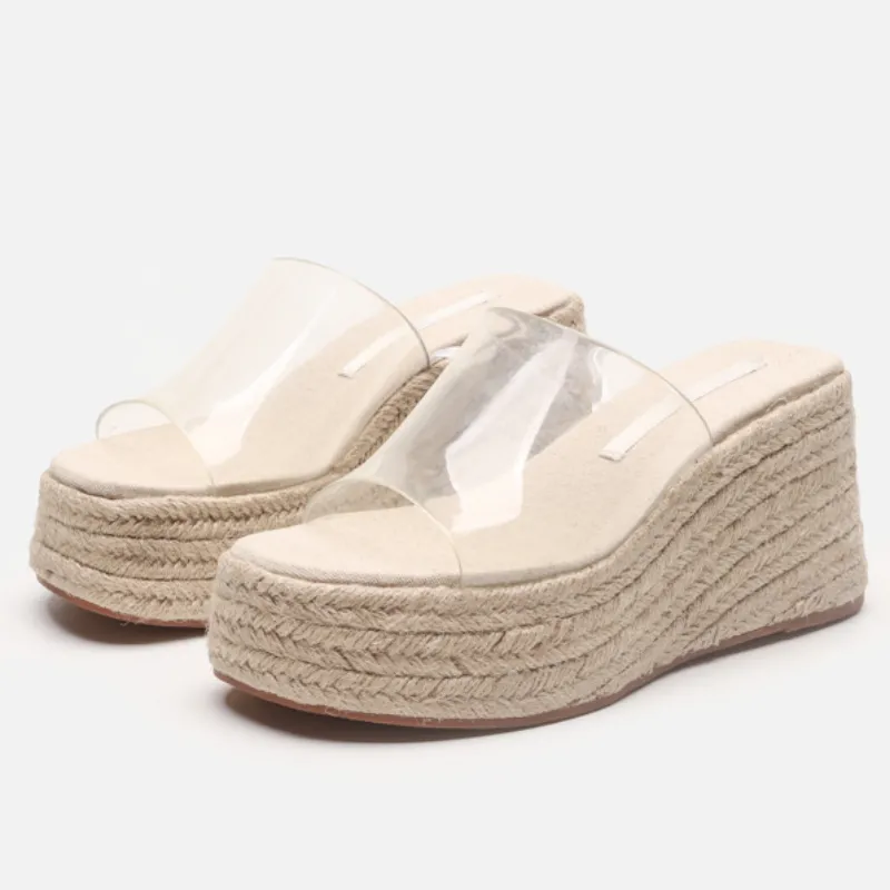 Espadrille Wedge Transparent Sandals Asuka Platform Sandals
