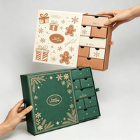 Calendario de Adviento de 24 Días con Impresión Personalizada, Caja Sorpresa Navideña, Caja de Papel Ecológica