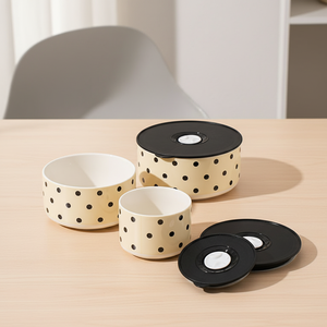 Juego de Tres Recipientes de Cerámica Resistentes al Calor, Aptos para Microondas, con Tapa Hermética, para Almuerzo en el Trabajo/Hogar, Caja de Regalo - Product Image 3