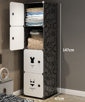Einfach zu Montierender Moderner Erweiterbarer DIY Kunststoff-Kleiderschrank Umweltfreundlicher Schwarzer Rahmen Weiße Tür Tragbar für Werkstatt Wohnzimmer