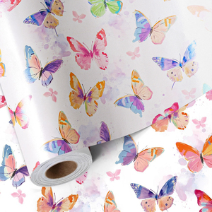 Multicolor Watercolor Butterfly Design Wrapping <b>Paper</b> For Little Girl Birthday Party Kid Favor Present Box Decoration - Product Image 4