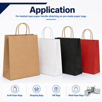 Machine de fabrication de poignées de sacs en papier entièrement automatique HFY-168 avec double bras robotisé, vitesse de 38 pièces/min