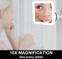 Miroir de maquillage à LED Miroir de courtoisie à LED pour salle de bain Miroir cosmétique sans fil blanc minimaliste à lumière LED