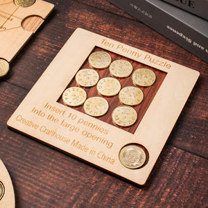 Rompecabezas de monedas de madera de diseño único IQ Challenge Brain Teasers para niños adultos juegos de estrategia lógica para regalos únicos - Product Image 3