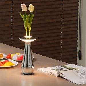 Moderno ambiente di lusso ristorante arredamento ricaricabile Cordless fiore Aura vaso da pranzo LED magnetico Charing Base lampada da tavolo - Product Image 1