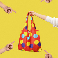 Sac fourre-tout pliable en polyester réutilisable à impression personnalisée Grand sac d'épicerie pour les courses au supermarché ou à l'épicerie