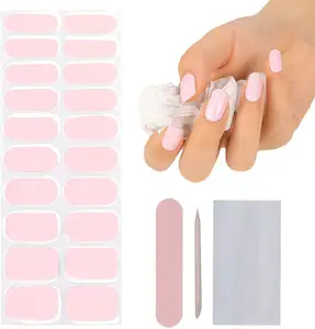 20 Waterproof Semi-Cured All-Inclusive Self-Adhesive Solid Color Gel Nail Polish Strips Stickers With Nail Tools For Cute Women