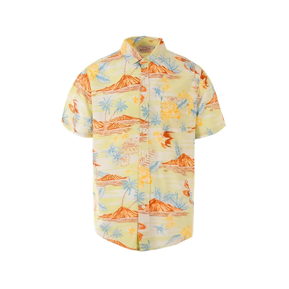 For Hawaiian Men Shirts Soft Holiday Most Popular Color Top Quality Shining Party Hawaiian Shirts 100% Cotton Orange Colour For Men Simple