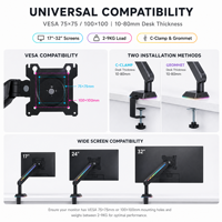 Nuovo Arrivo: Braccio per Monitor da Gaming RGB con 33 Modalità, Supporto per Monitor con Molla a Gas Resistente per Configurazioni Gaming
