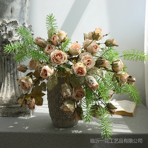 Bouquet de roses artificielles Yihua Floral Art, fleurs en soie, style rétro européen, décoration intérieure, accessoires de mariage - Product Image 1