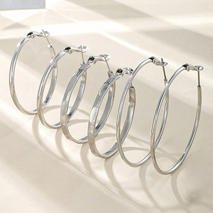 XUPING gioielli all'ingrosso placcato oro grosso sottile piccolo medio grande grande impilabile <span class=keywords><strong>argento</strong></span> colore moda donna cerchio orecchino - Product Image 2