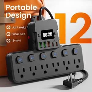 耐火性USB充電電源タップ、サージプロテクターとタイマー付き、家庭およびオフィス用高出力延長ソケット（卸売） - Product Image 6