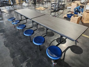 Nueva Mesa y Sillas Plegables de Metal Personalizadas, Portátiles, para Comedor de Fábrica, Escuela o Restaurante, de una Pieza, para 12 Personas - Product Image 5