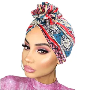 Afrikanische Print Stretch Bandana Kopf Wickeln Schal Ankara Dashiki Frauen Party Turban Headwear Kappe