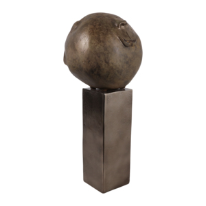 Scultura artistica a forma di testa sorridente su piedistallo, decorazione moderna per la casa, per soggiorno, tavolino da caffè. - Product Image 2