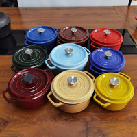 Bright Houseware – Ensemble de casseroles et faitouts en fonte émaillée avec couvercle, grand modèle, style nordique, pour une cuisson unique