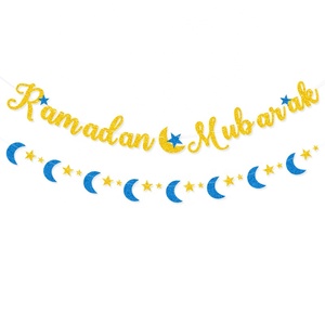 Guirlande de banderoles en papier <span class=keywords><strong>Moubarak</strong></span> à paillettes, étoile, lune, lettre d'aide, décoration du Ramadan musulman, fête, Mubarak, bannière - Product Image 1