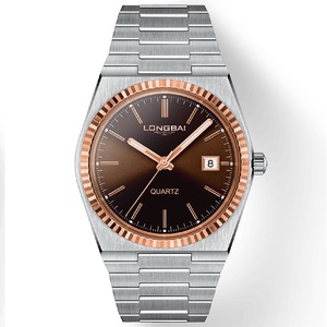 Montre à quartz pour homme de haute qualité, personnalisée, 40 mm, cadran vert, acier inoxydable, aiguilles lumineuses, étanche, montre de business décontractée avec calendrier - Product Image 3