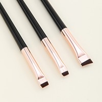 Ensemble de 3 pinceaux de maquillage pour fard à paupières ultra-mince, eyeliner à tête oblique et pinceau de contour des sourcils pour l'application d'ombres à paupières