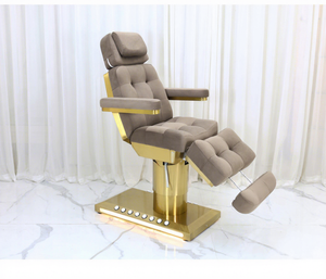 Fauteuil <span class=keywords><strong>de</strong></span> <span class=keywords><strong>massage</strong></span> électrique <span class=keywords><strong>de</strong></span> luxe avec base dorée, réglable, en velours doux, design spa, avec trous pour le visage, pour <span class=keywords><strong>salon</strong></span> <span class=keywords><strong>de</strong></span> beauté et clinique <span class=keywords><strong>de</strong></span> tatouage - Product Image 4